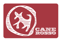 Cane Rosso logo in white on a solid red background.